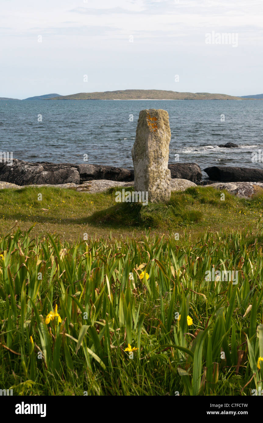 Pollachar Stone auf der Insel South Uist in den äußeren Hebriden. Stockfoto