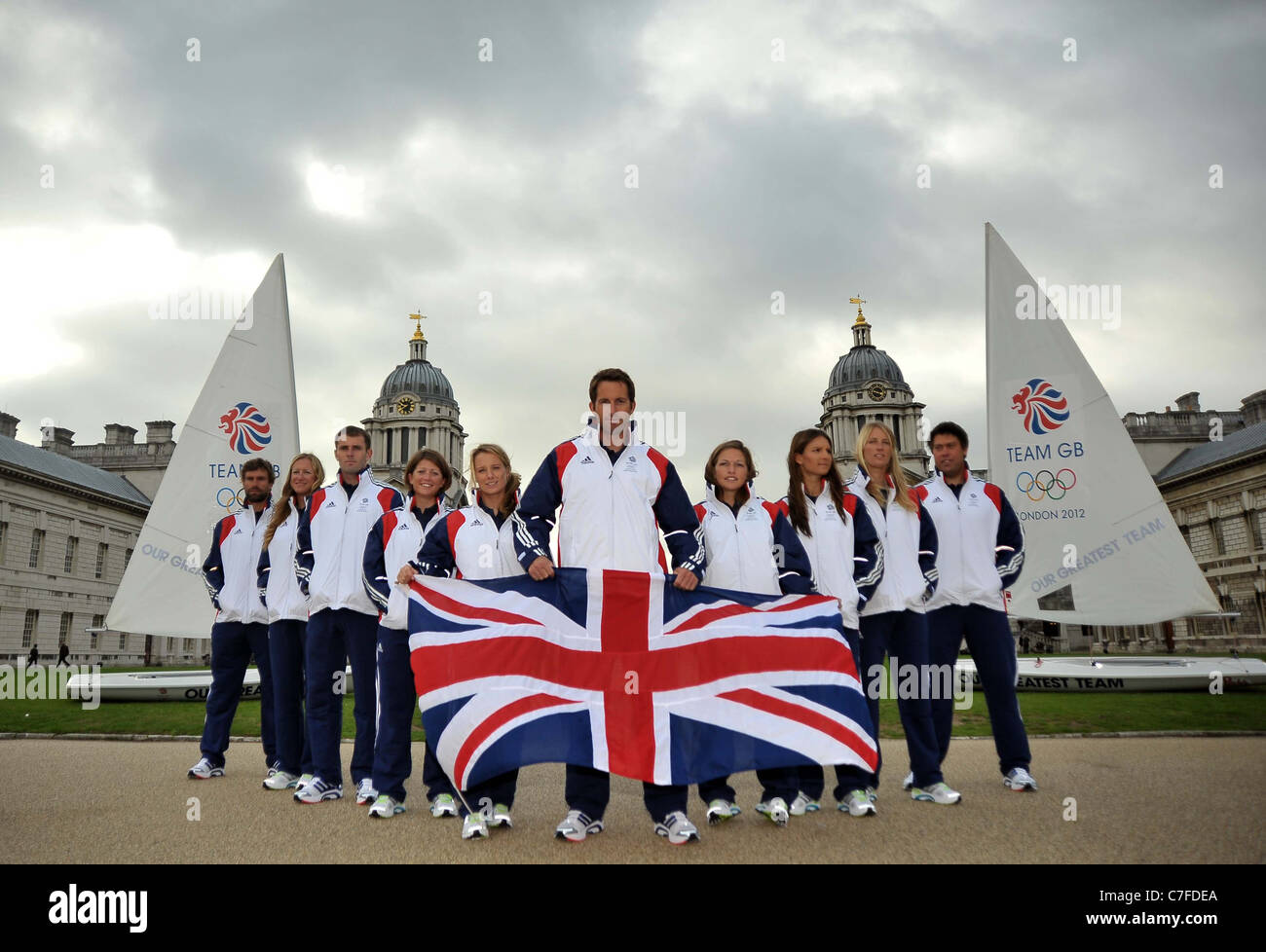 TeamGB kündigt die ersten Athleten für die Olympischen Spiele in London 2012 ausgewählt werden. Alten Naval College. Greenwich. London Stockfoto