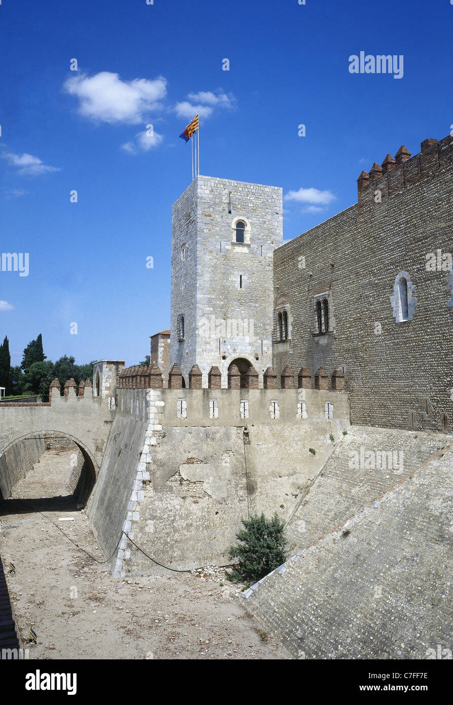 Frankreich. Perpignan. Palast der Könige von Mallorca. 13.-14. Jahrhundert. Von außen. Stockfoto