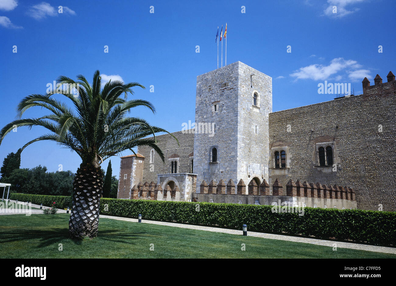 Frankreich. Perpignan. Palast der Könige von Mallorca. 13.-14. Jahrhundert. Von außen. Stockfoto