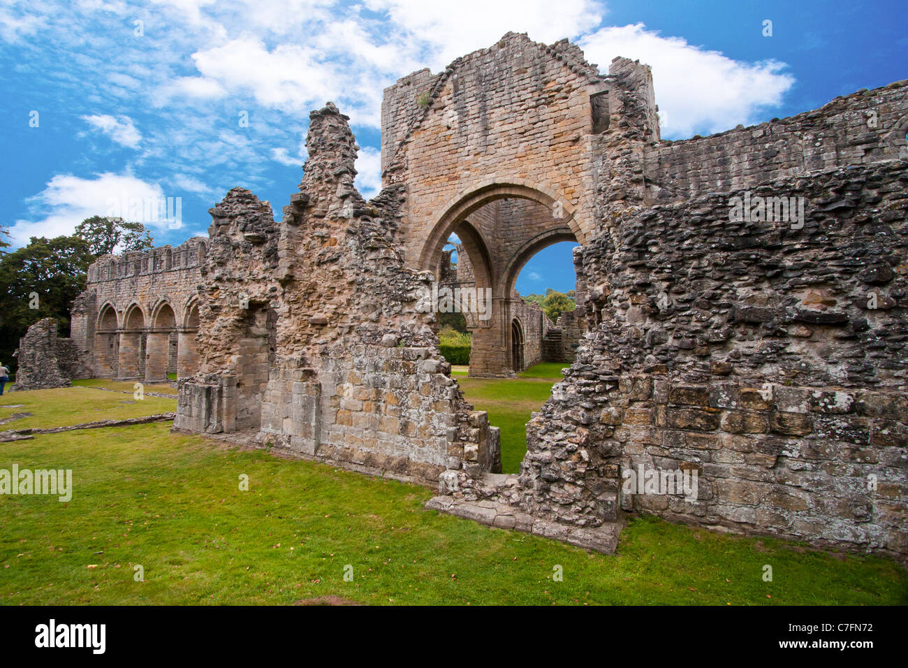 Ruinen der Zisterzienserabtei bei Buildwas in Shropshire Stockfoto