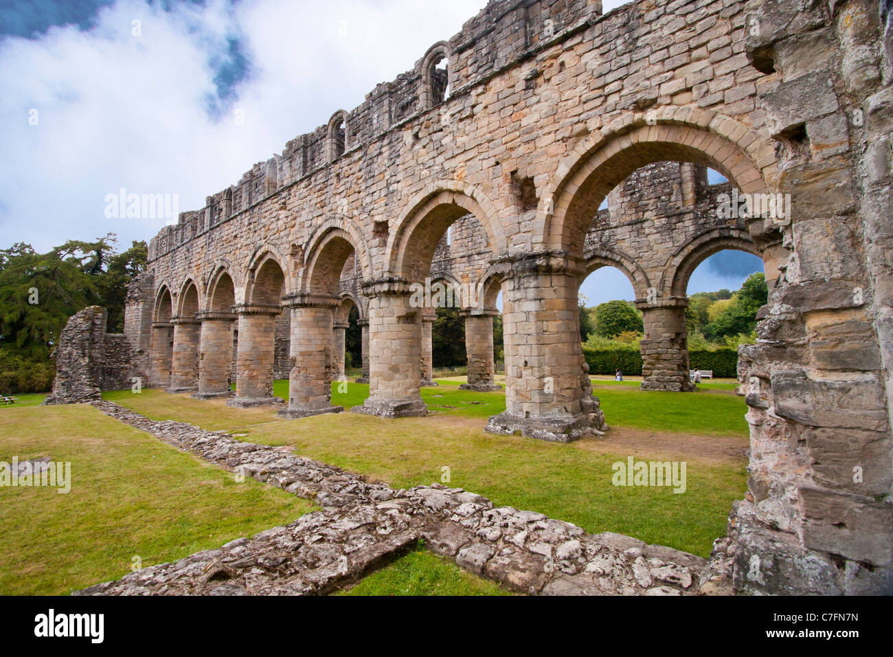 Ruinen der Zisterzienserabtei bei Buildwas in Shropshire Stockfoto