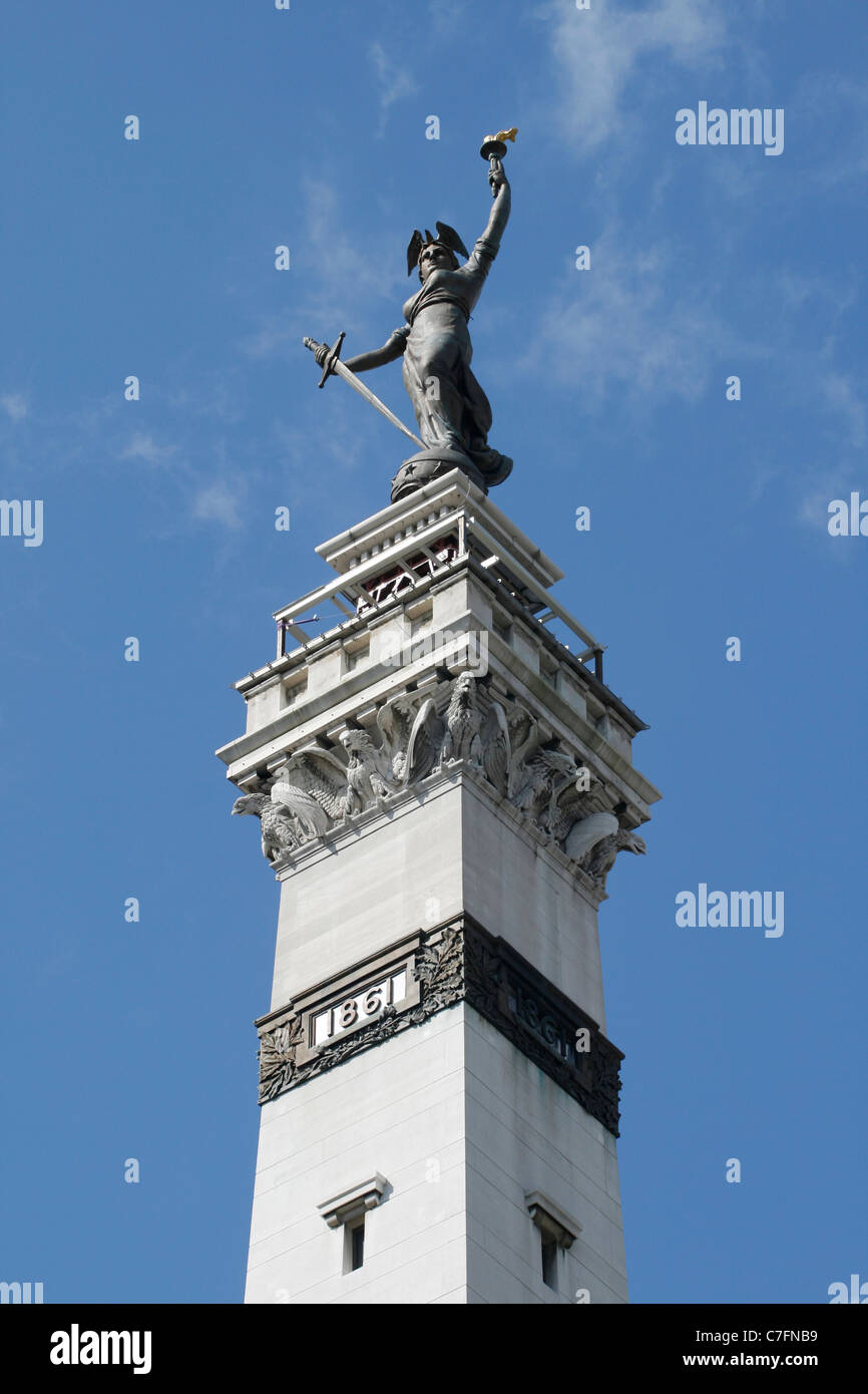 Lady-Sieg-Statue am Monument Circle in Indianapolis Stockfoto