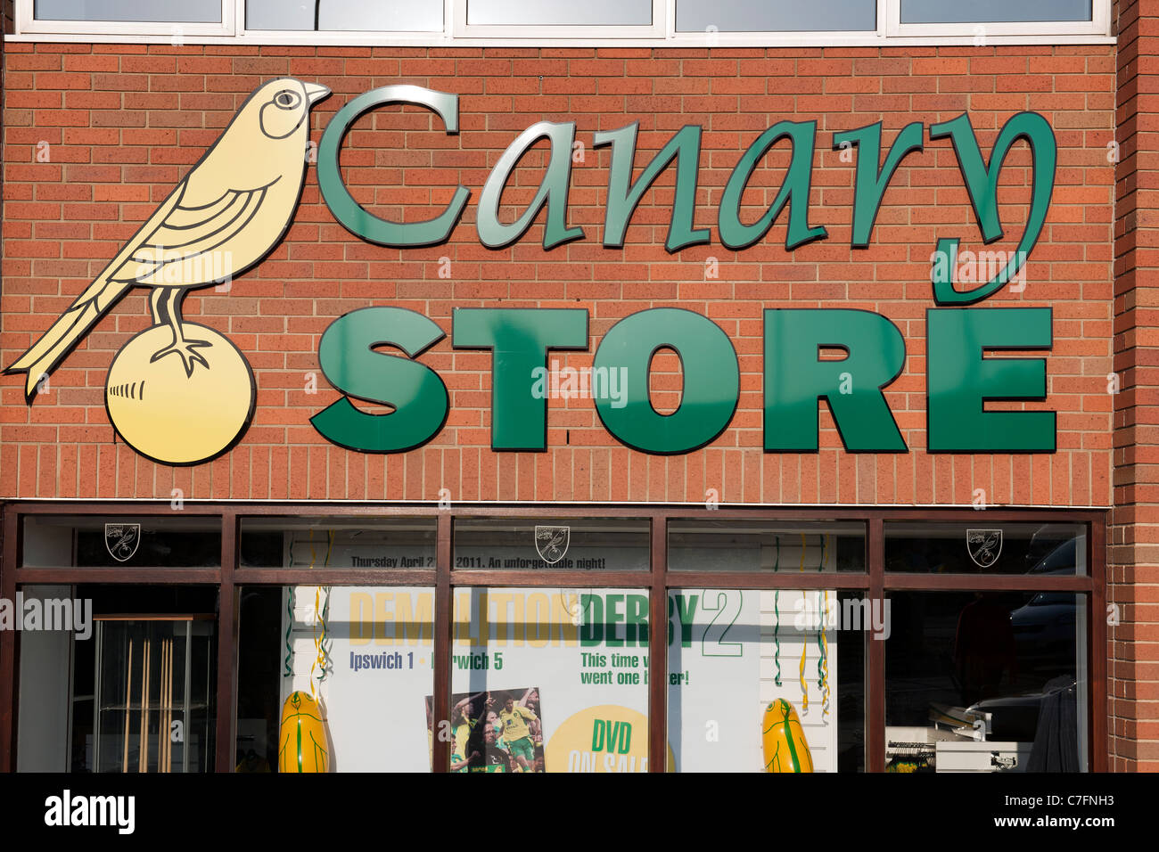 "Kanarischen Store" Norwich City Football Club, Carrow Road, Norwich, Norfolk, East Anglia, England, UK. Stockfoto