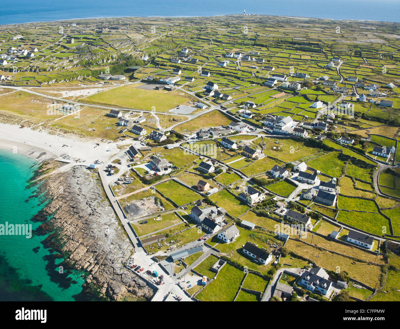 Aerial Landschaft Inisheer Insel, Teil der Aran-Inseln, Irland. Stockfoto