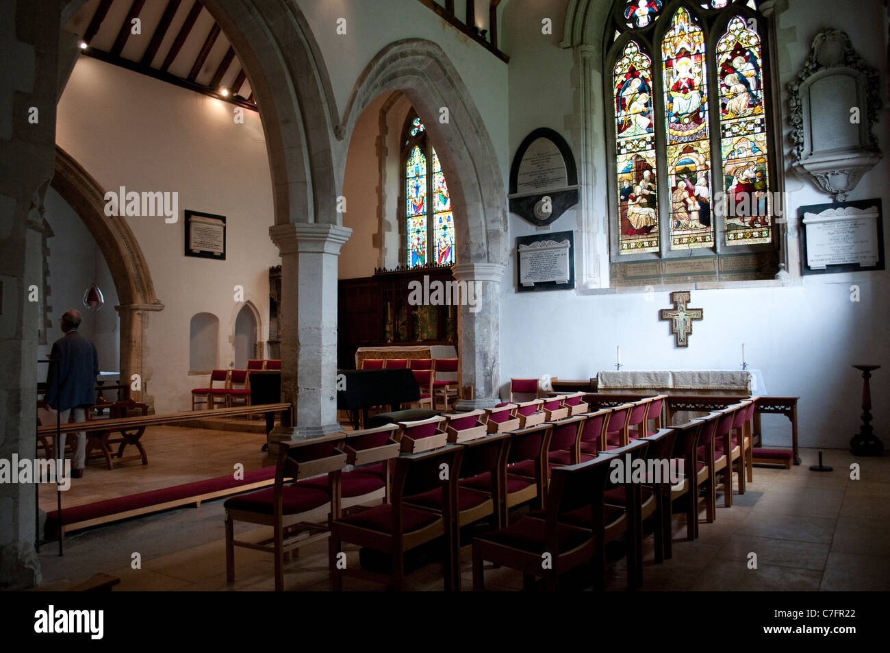 Innenraum der Pfarrkirche der Heiligen Dreifaltigkeit, Cookham, Berkshire, England, Vereinigtes Königreich Stockfoto