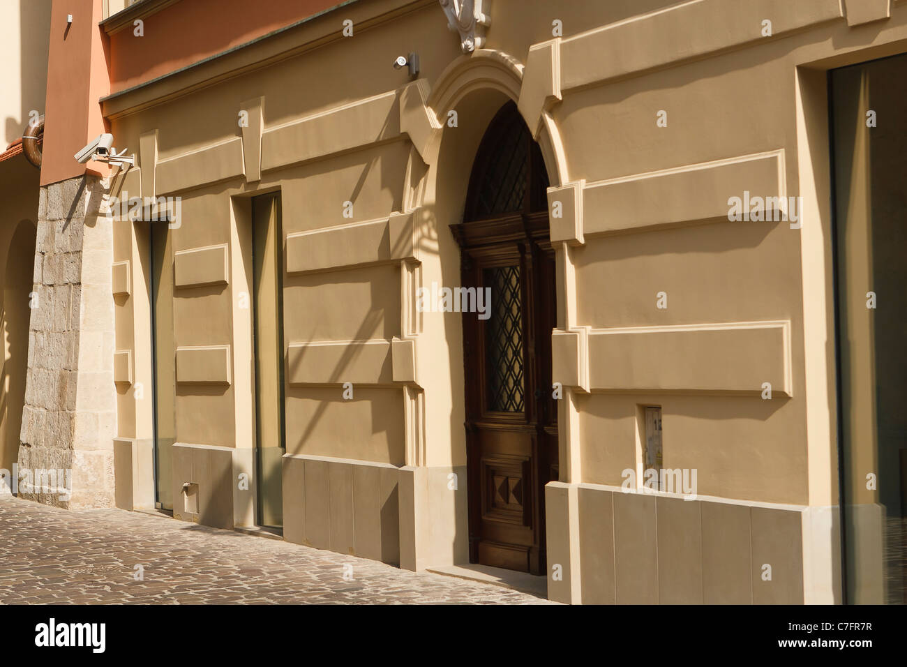Rustizierte Fassade des alten Hauses. Krakau, Polen, Stockfoto