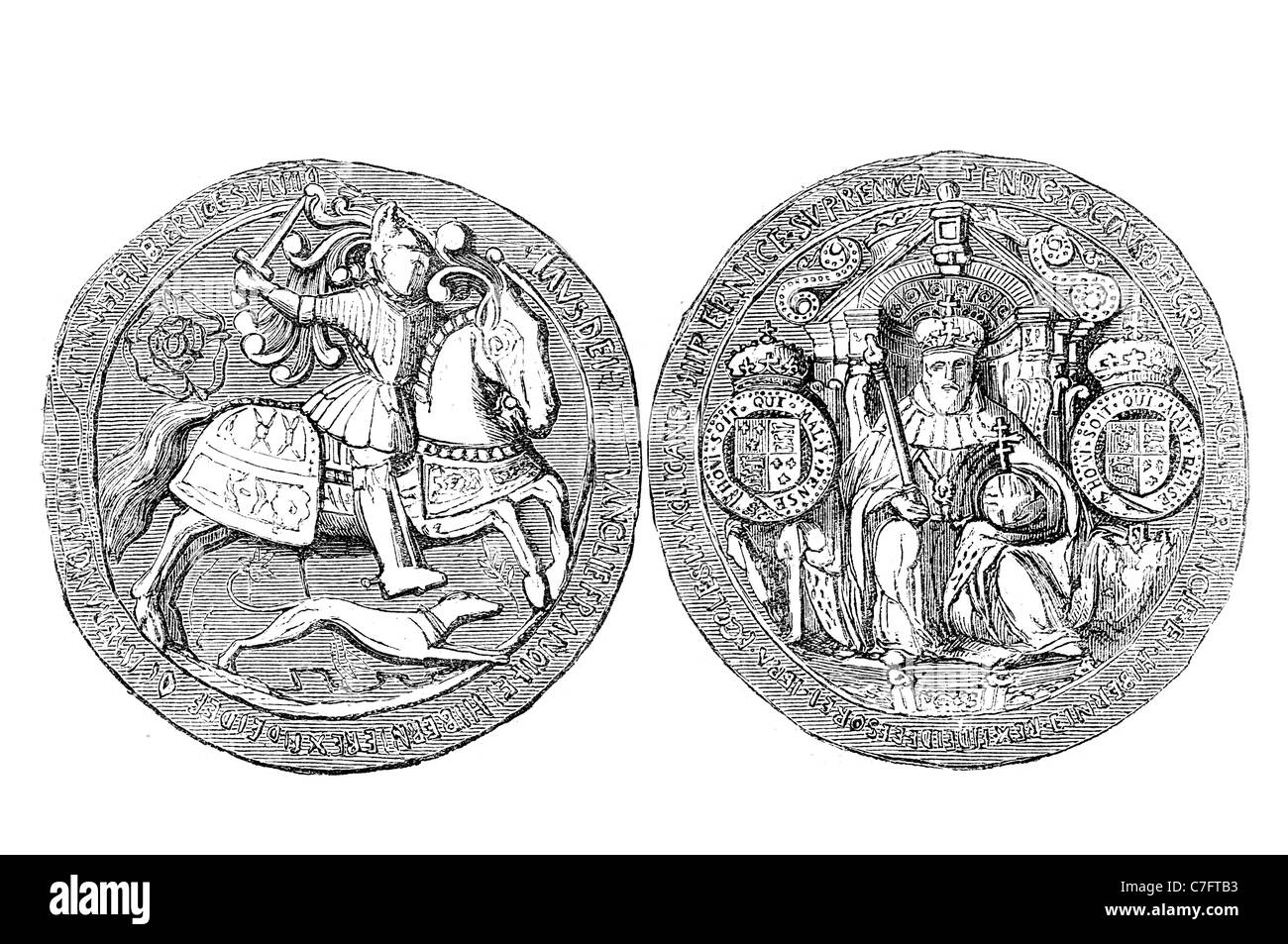 Große Siegel Reich Vereinigte Königreich England Großbritannien Familienwappen symbolisieren Symbol souveräner Genehmigungsdokument wichtige staatliche Stockfoto