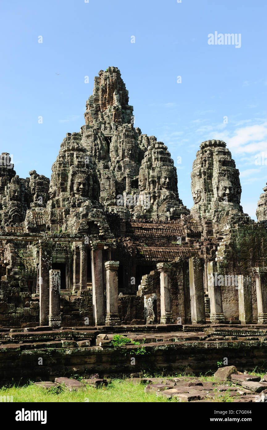 Geheimnisvolle Lächeln des Buddha Bayon-Tempel in der Provinz Angkor Gebiet von Siem Reap, Kambodscha Stockfoto