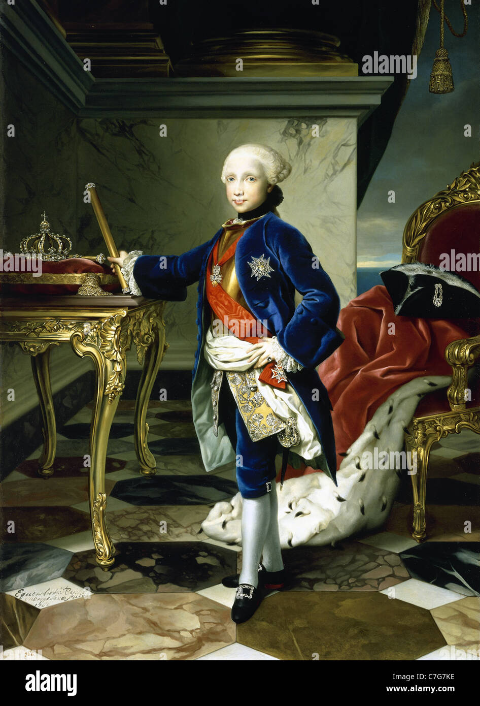 Ferdinand i. von beider Sizilien (1751-1825). König von Sizilien, Neapel und beider Sizilien. Porträt von Anton Raphael Mengs. Stockfoto