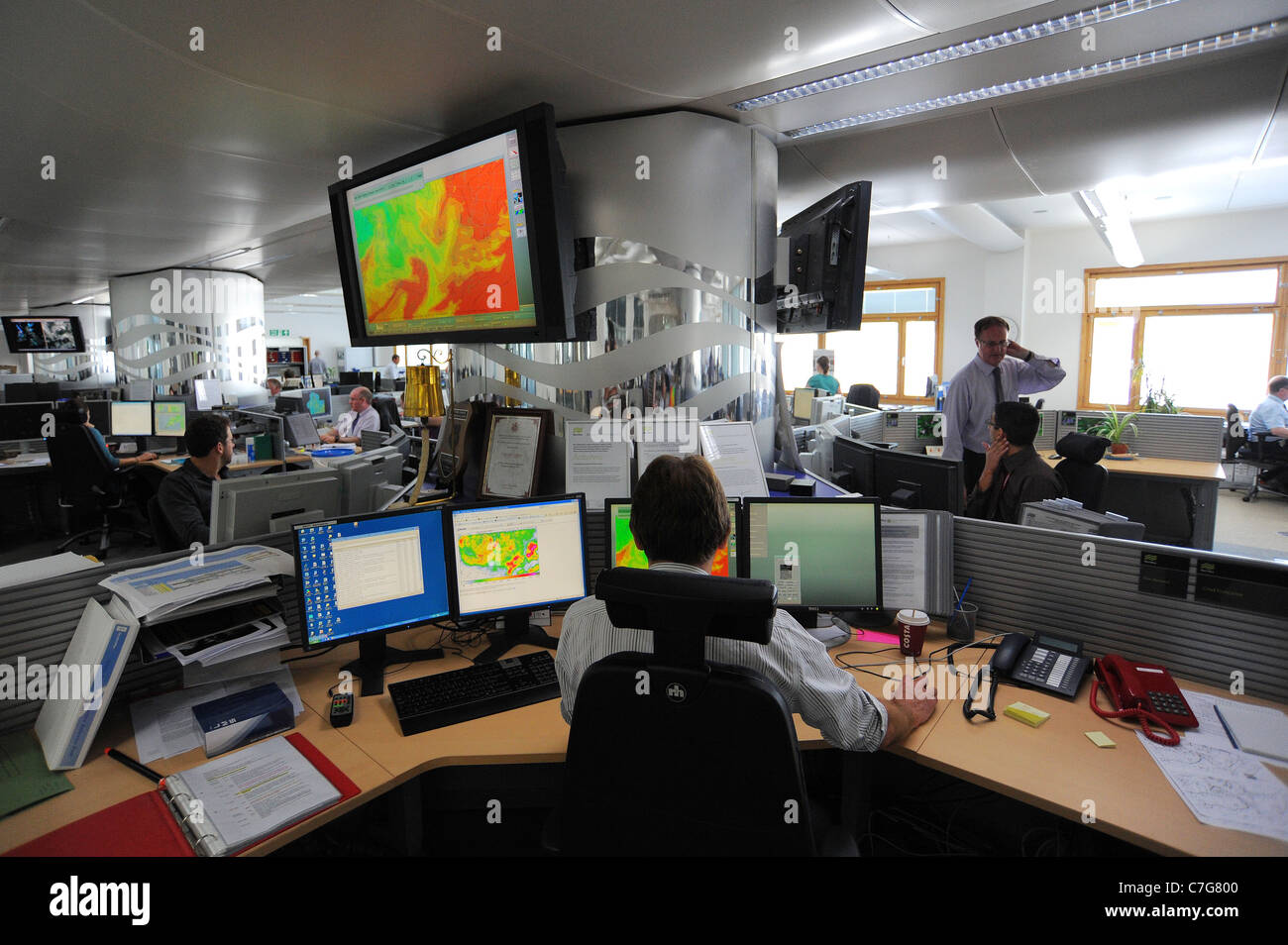 Büro der Prognose in der Met Office in Exeter, Devon. Stockfoto