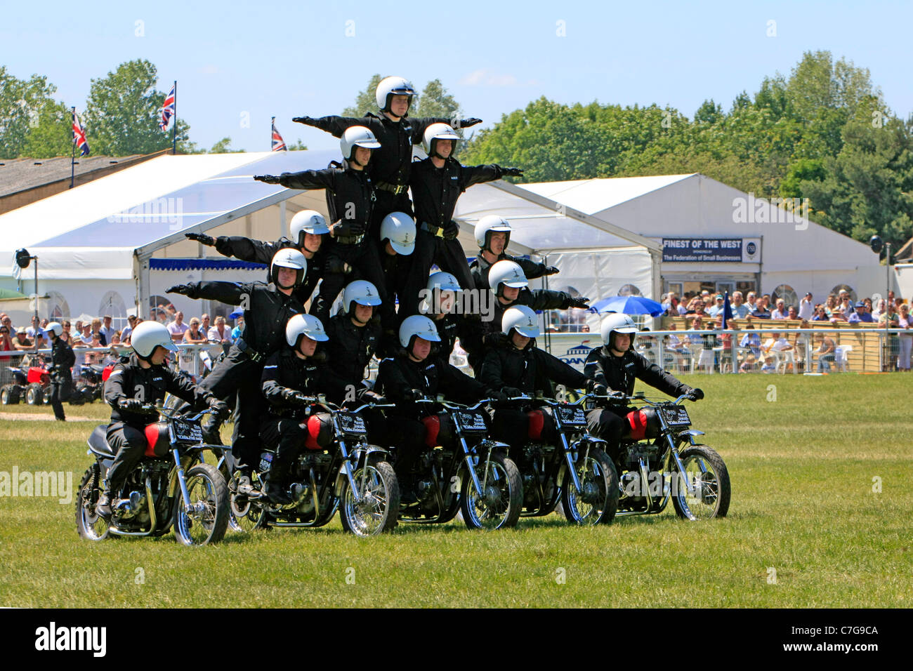 Royal Corp Signale Motorrad Display Teams im Bad & West zeigen in Somerset Stockfoto