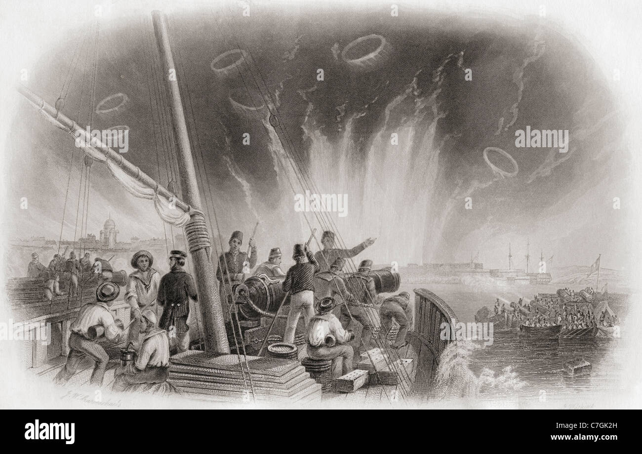 Die Bombardierung der Seefestung Sveaborg, Finnland durch die anglo-französischen Flotte während der Krimkrieg von 1853-1856. Stockfoto