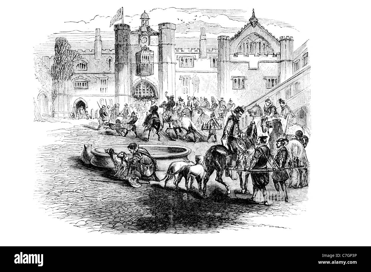 James VI & ich Jagd Jagd jagen Blut Sport Hound Hunde Hund Hunde töten Killking schießen Schuss schießen Spiel tierische Köder König Stockfoto