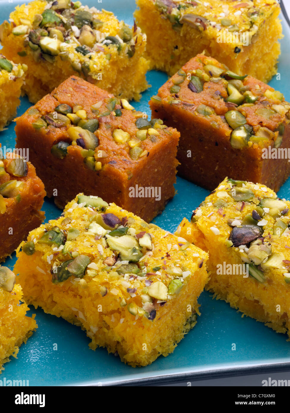 Pistazien barfi Stockfoto