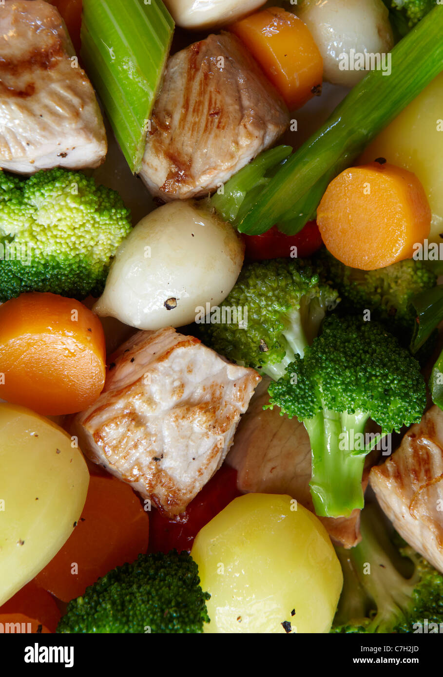 Schweinefleisch und Gemüse medley Stockfoto