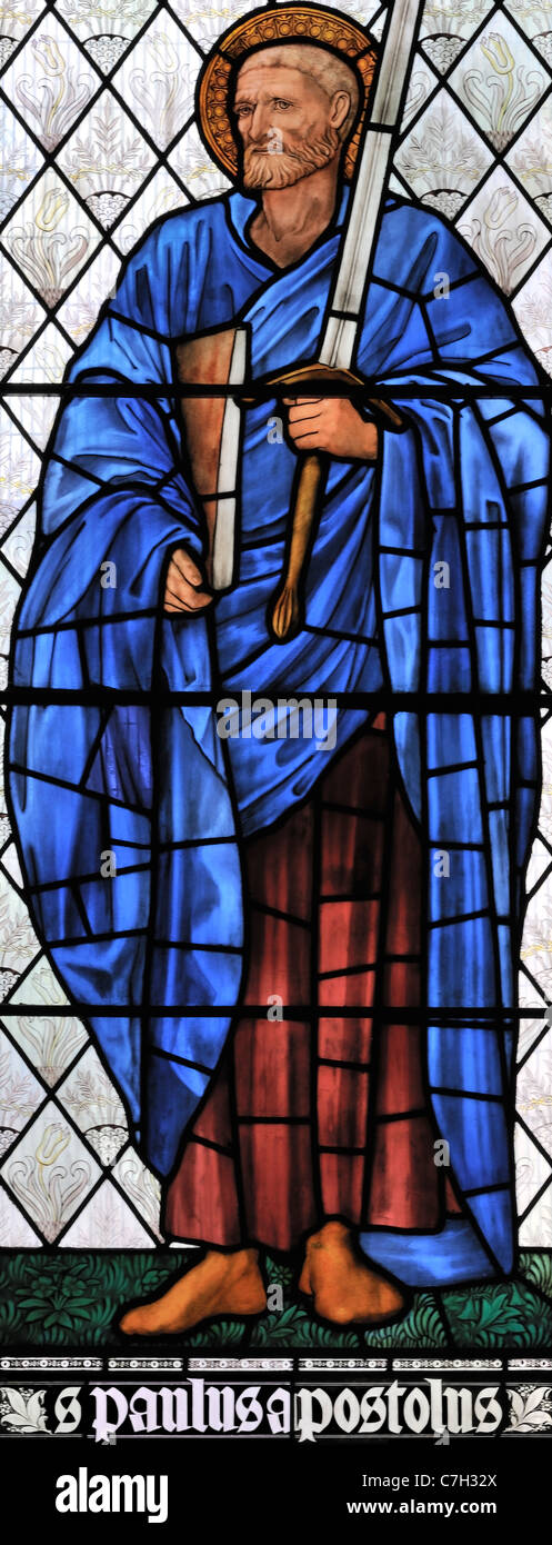 Kirchenfenster von St. Paul der Apostel in der Kirche Brampton, Cumbria, England Stockfoto