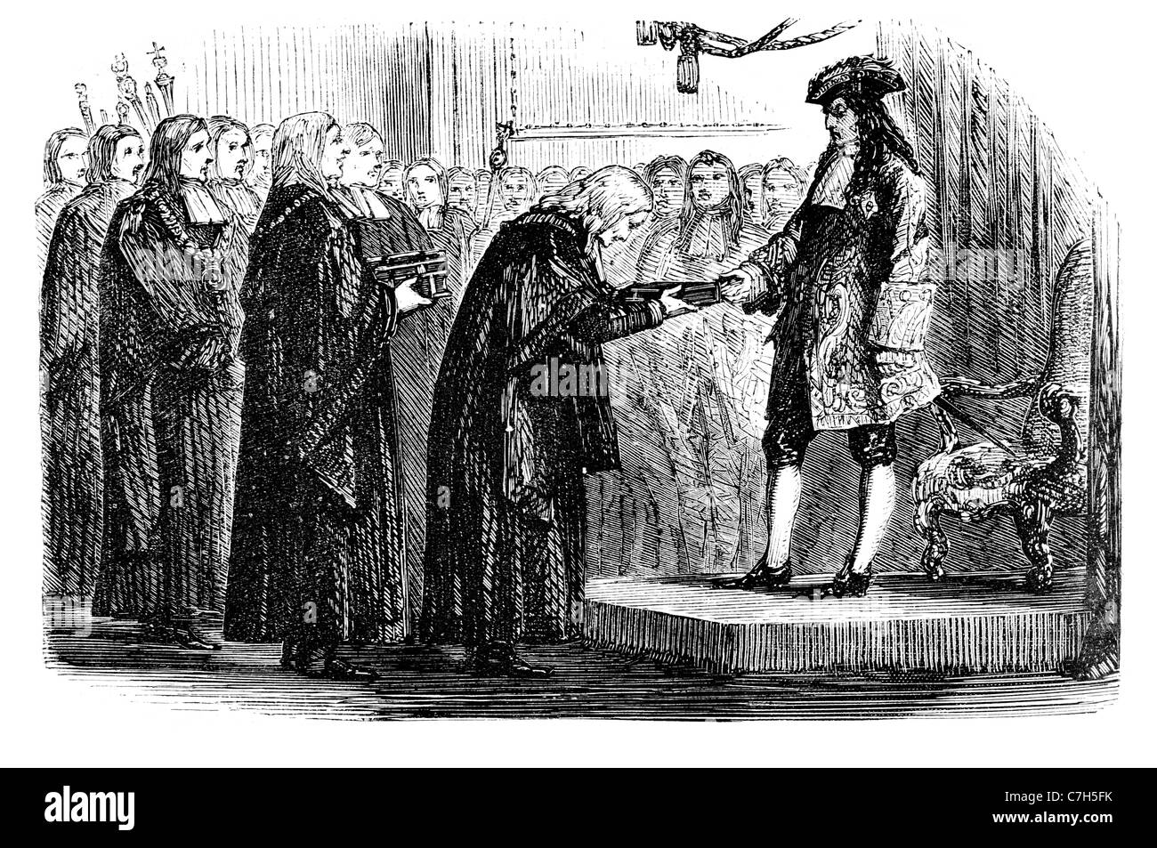 Präsentation William III & II im Oxford Sovereign Prince of Orange Haus Nassau König Scotland King Billy Glorious Revolution Stockfoto