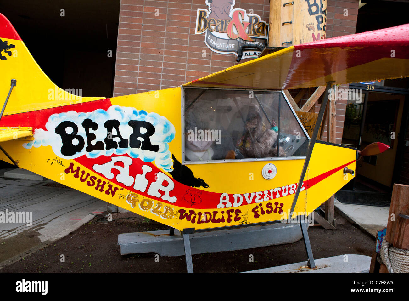 Flugzeug Werbung Bear Air Adventure, touristische Dienstleistungen, Anchorage, Alaska, Vereinigte Staaten von Amerika Stockfoto