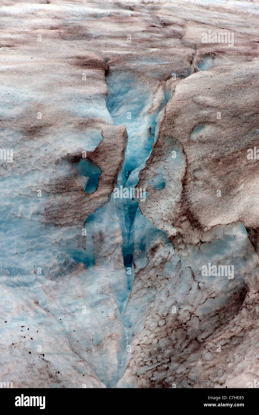 Detailansicht des Randes des Exit-Gletscher mit Eis schmilzt, Kenai-Fjords-Nationalpark, Alaska, Vereinigte Staaten von Amerika Stockfoto