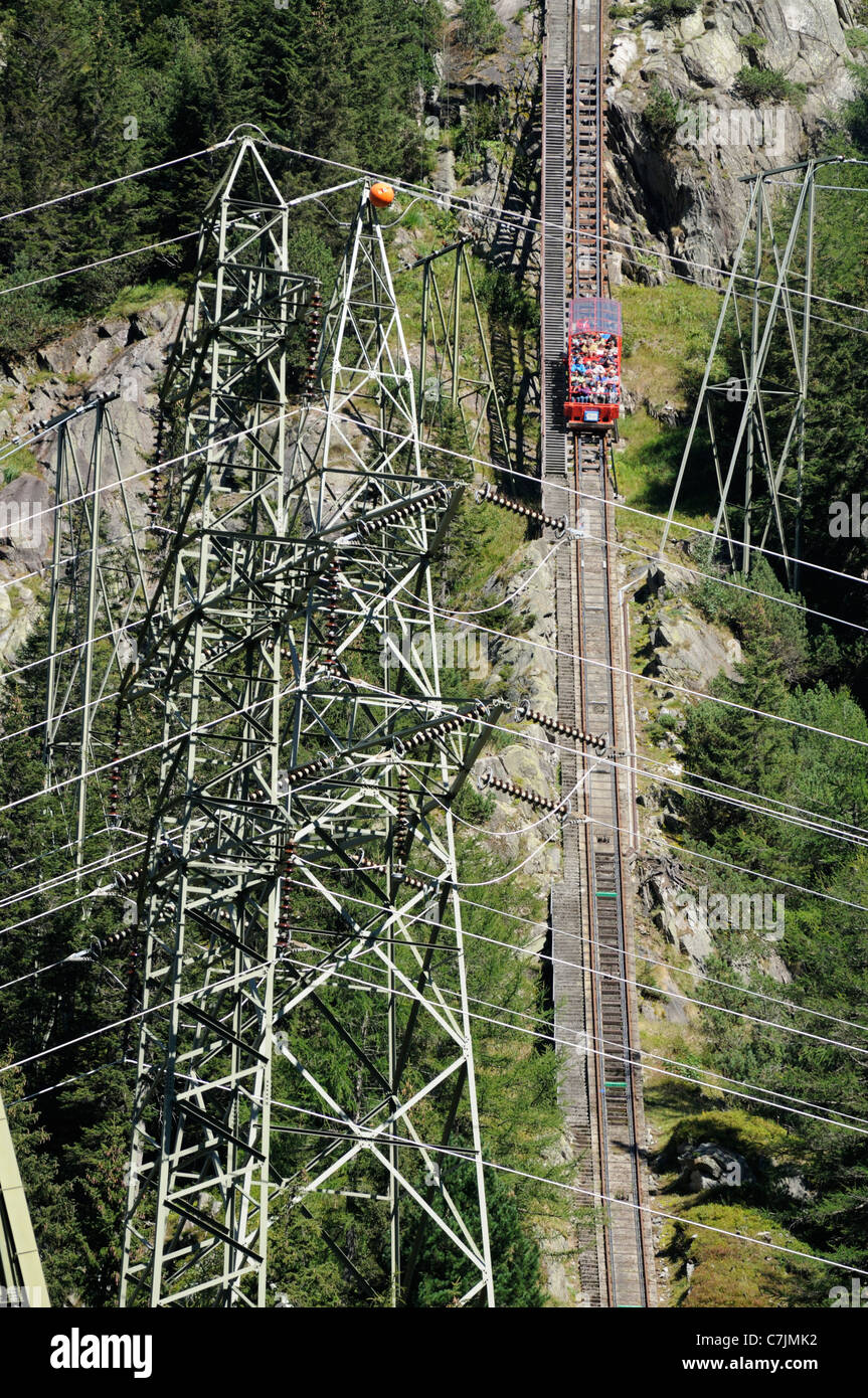 Schweiz, Westeuropa, Grimsel Region, nr. Guttannen, Gelmerbahn Standseilbahn. Stockfoto
