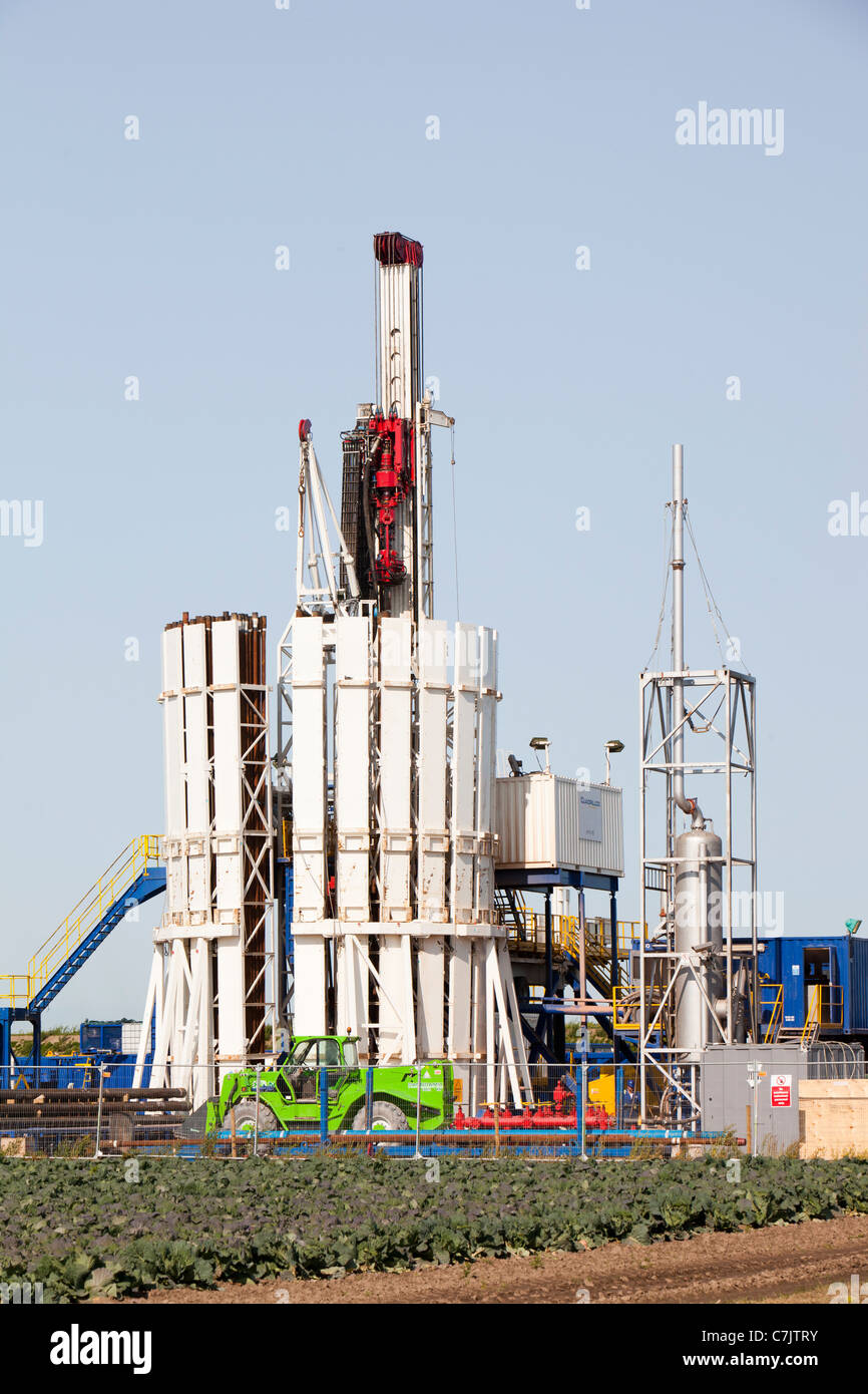 Ein Probebohrungen Website für Shale Gas in der Nähe von Banken am Stadtrand von Southport, Lancashire, UK. Stockfoto