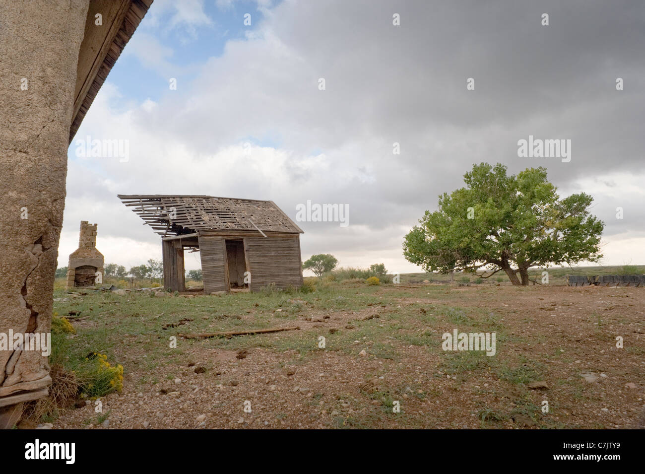 Wenige Schritte von dieser Seite, Pat Garrett & Posse Outlaw Charlie Bowdre getötet und Billy Kid - Stinking Springs, NM erfasst. Stockfoto