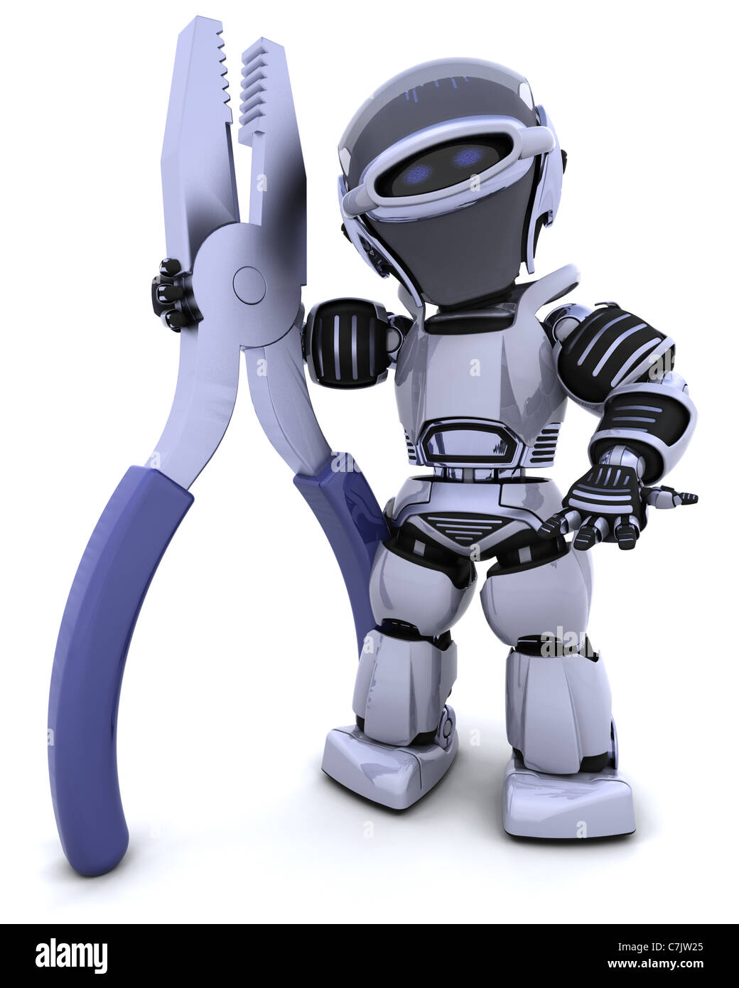 3D render-Roboters mit ein paar pliars Stockfoto