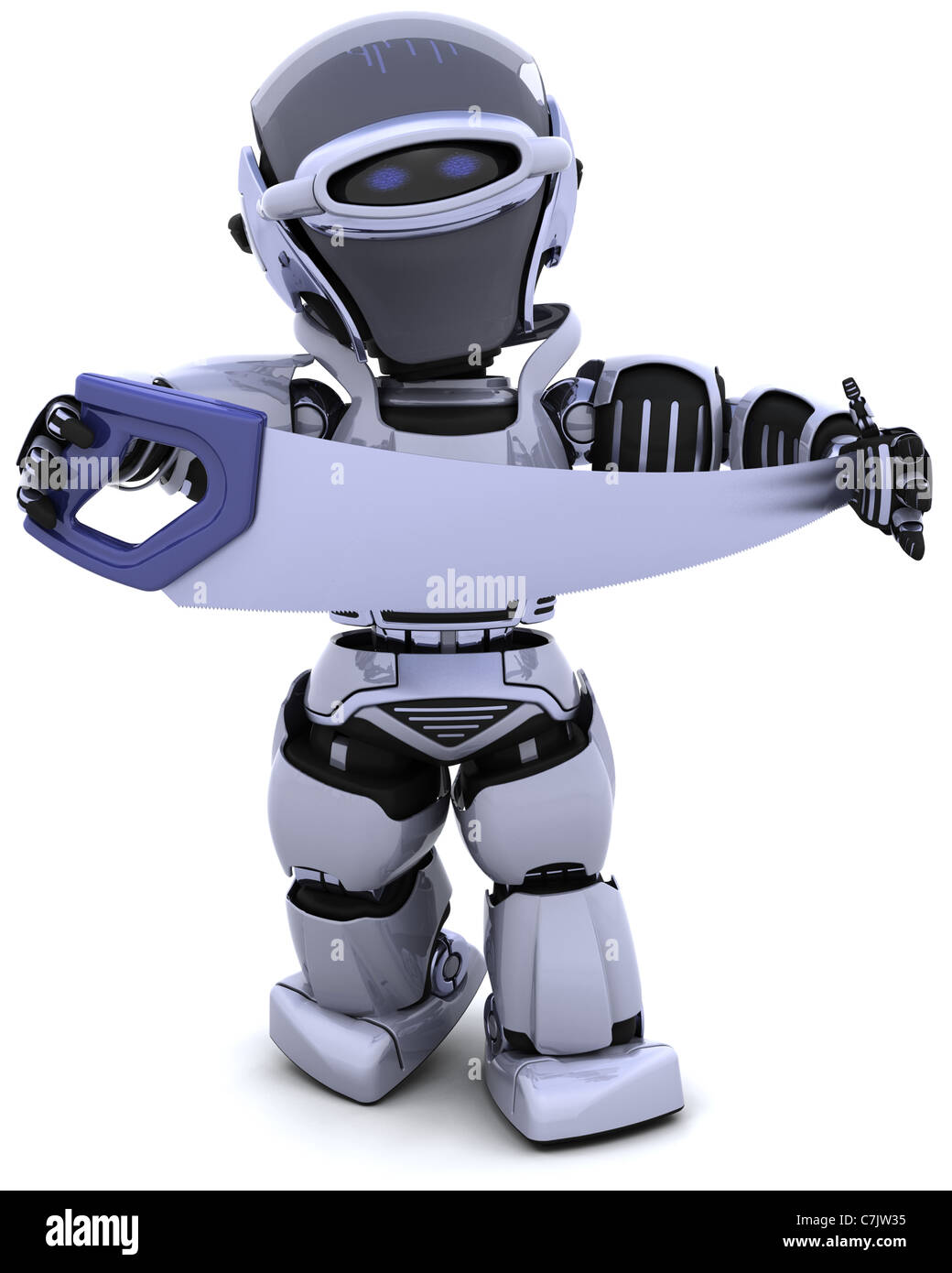 3D Render-Roboters mit Säge Stockfoto