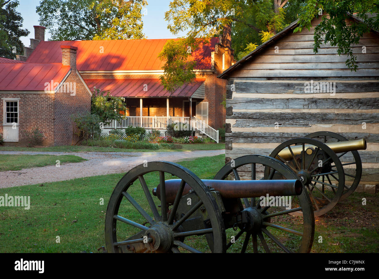 Kanone in der Carter-Haus - Website von blutigen Bürgerkrieg Schlacht von Franklin (30. November 1864), Tennessee USA Stockfoto