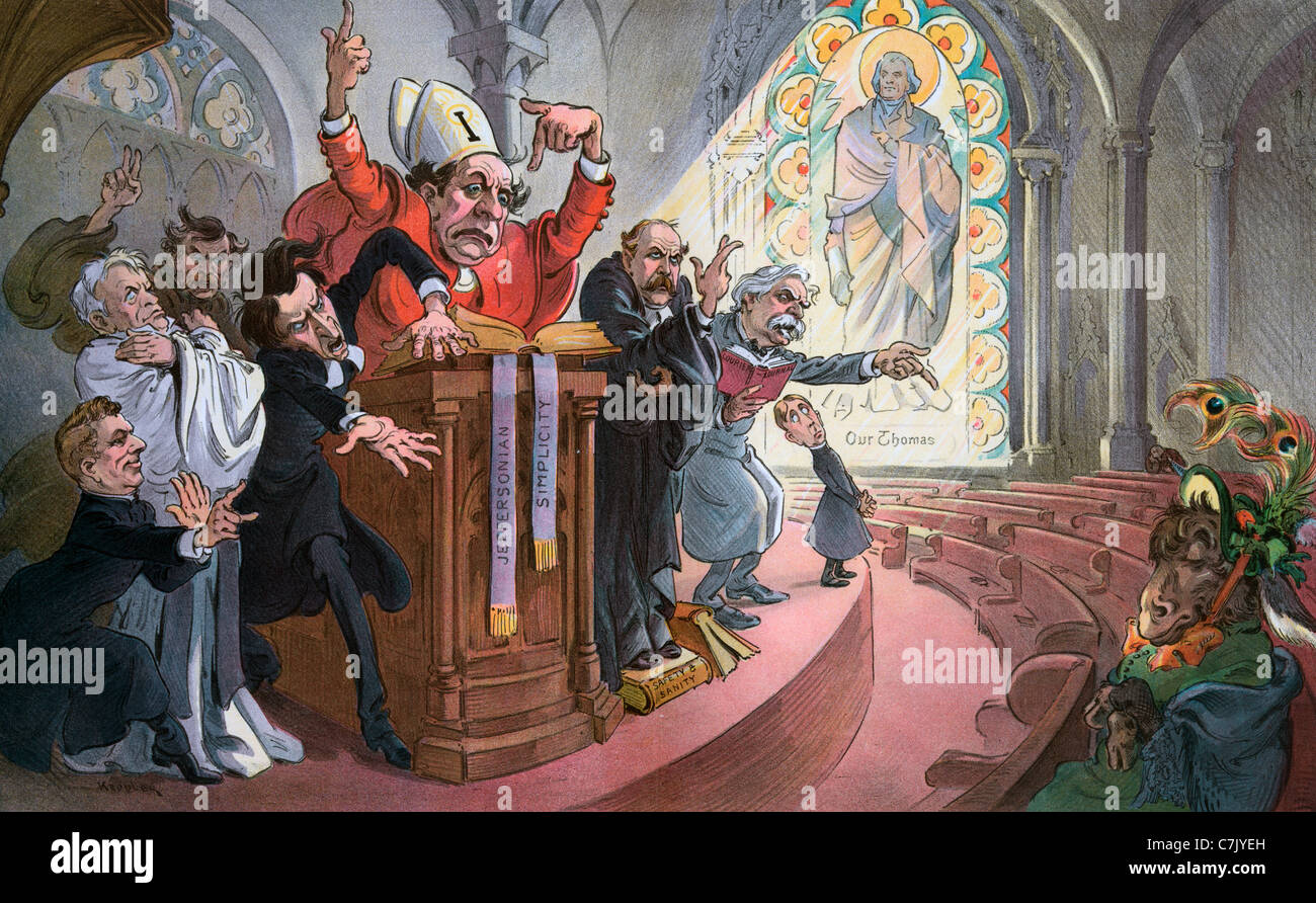 Die rivalisierenden Pulpiteers - politische Karikatur in USA, ca. 1905 Stockfoto