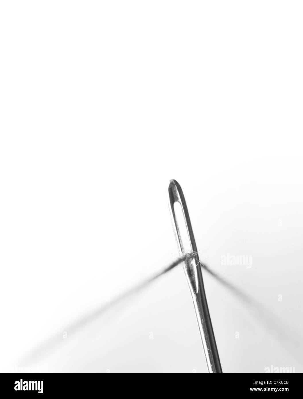 Nadel und thread.on weißer Hintergrund Stockfoto