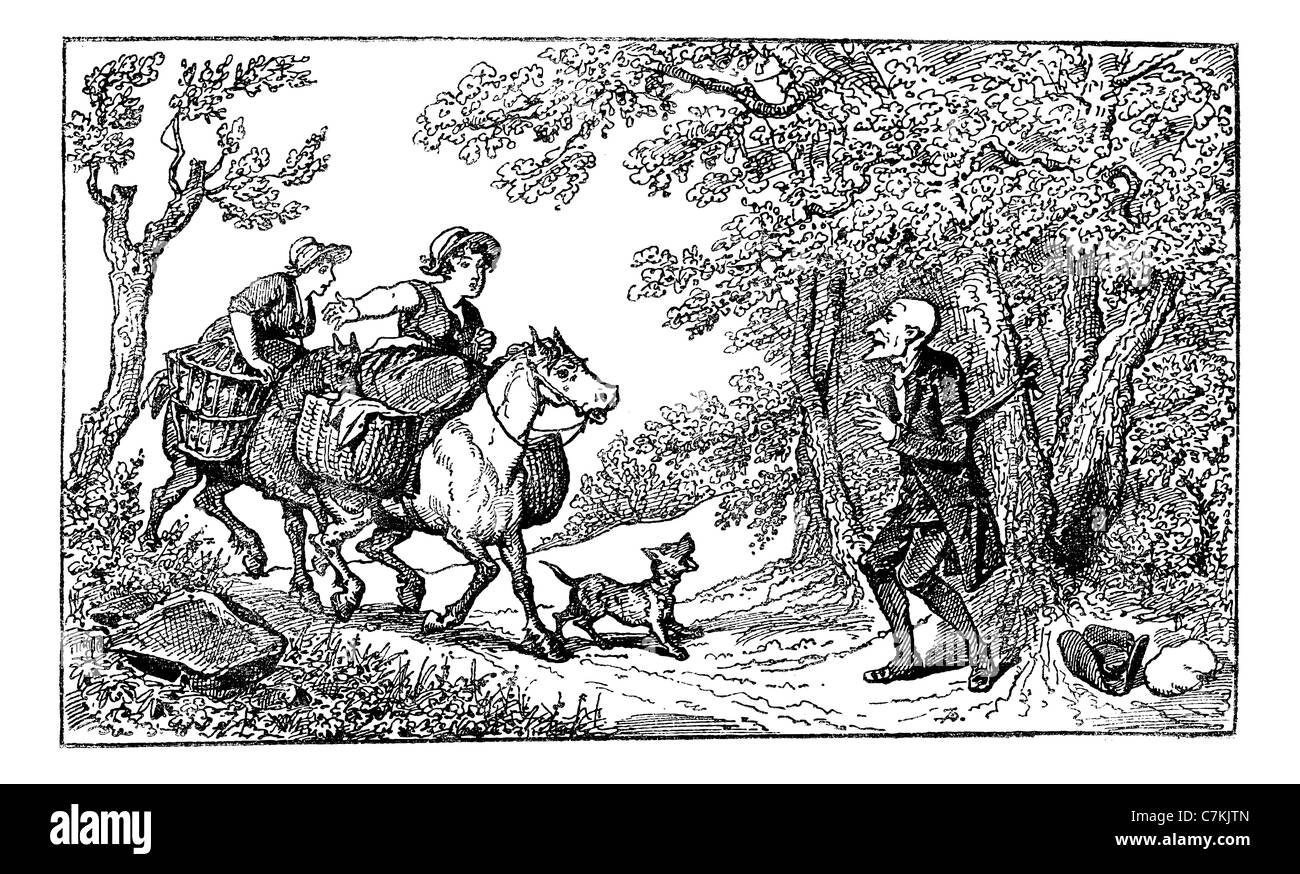 Alten gravierten Abbildung von Dr. Syntax gebunden, 1874. Erstellt von Thomas Rowlandson. Le Magasin Pittoresque - 1874. Stockfoto