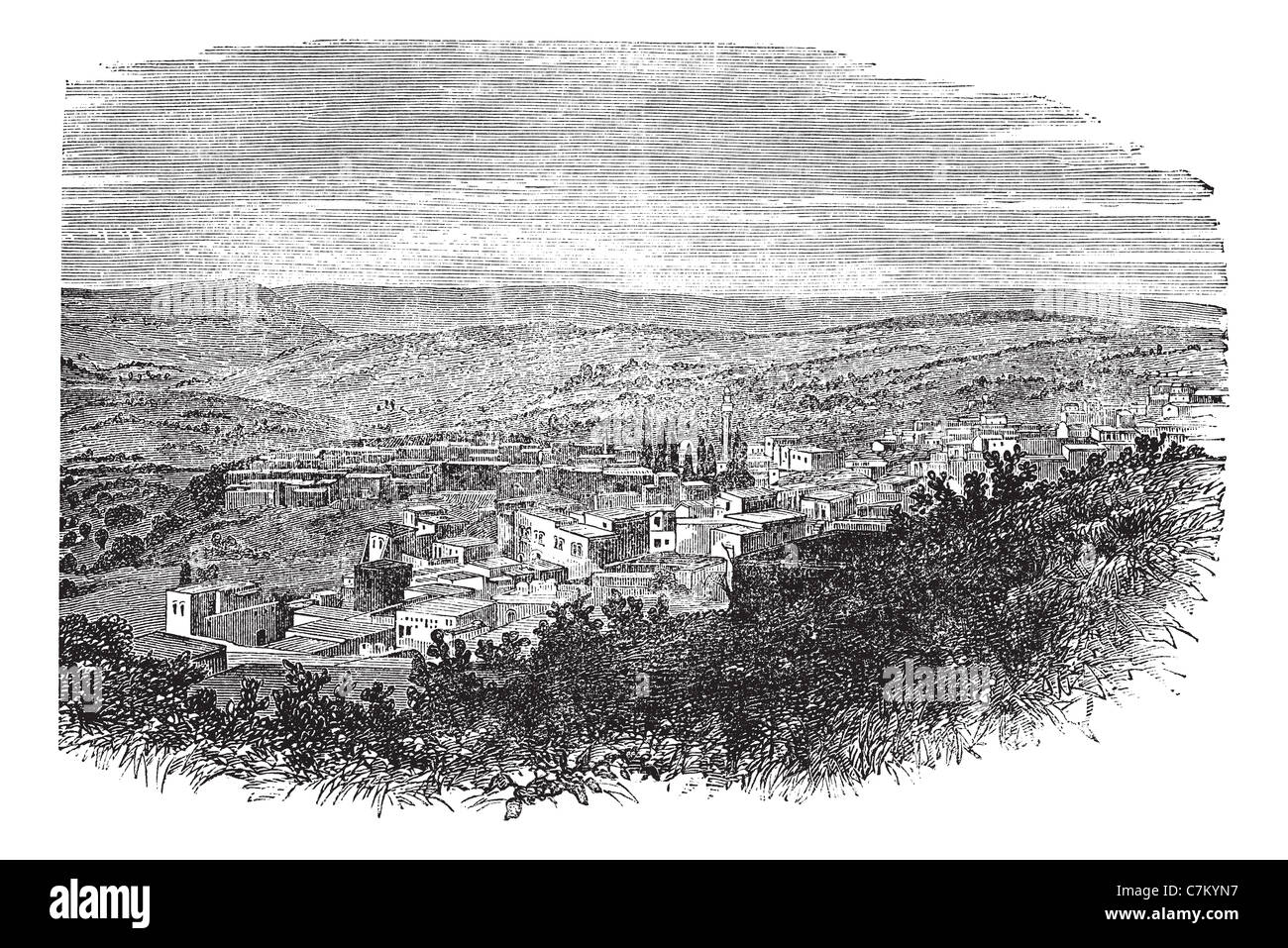 Nazareth in North District, Israel, graviert Vintage Illustration. Trousset Enzyklopädie (1886-1891). Stockfoto