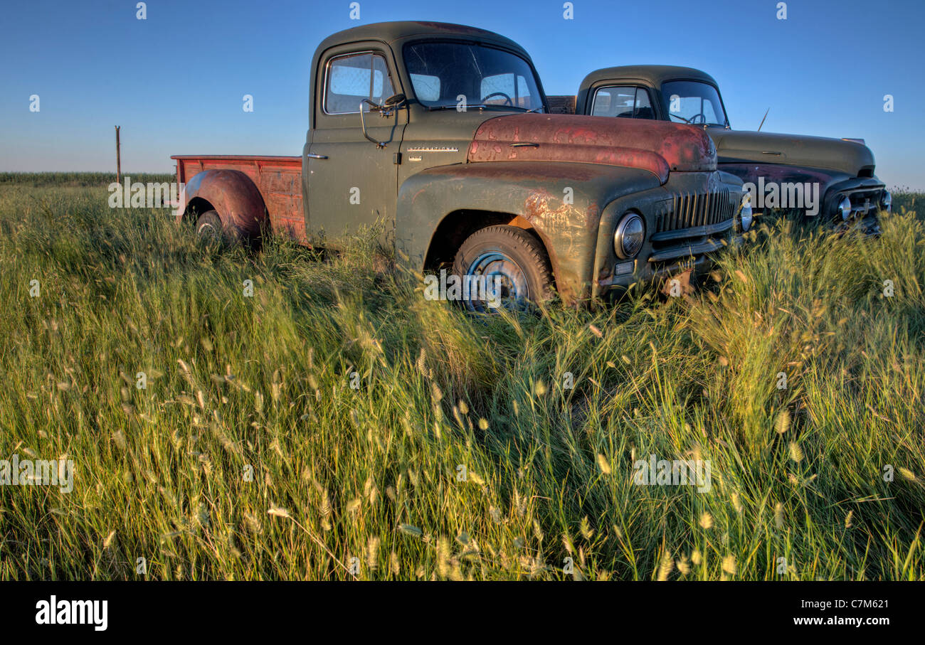 Vintage Bauernhof LKW Saskatchewan Kanada verwittert und alt Stockfoto