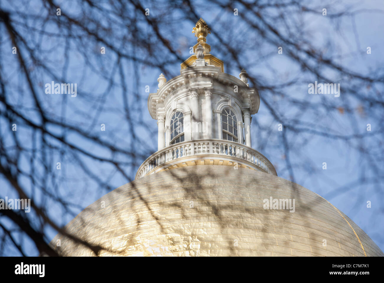 Hohen Schnittansicht des ein Regierungsgebäude, Massachusetts State Capitol, Beacon Hill, Boston, Massachusetts, USA Stockfoto