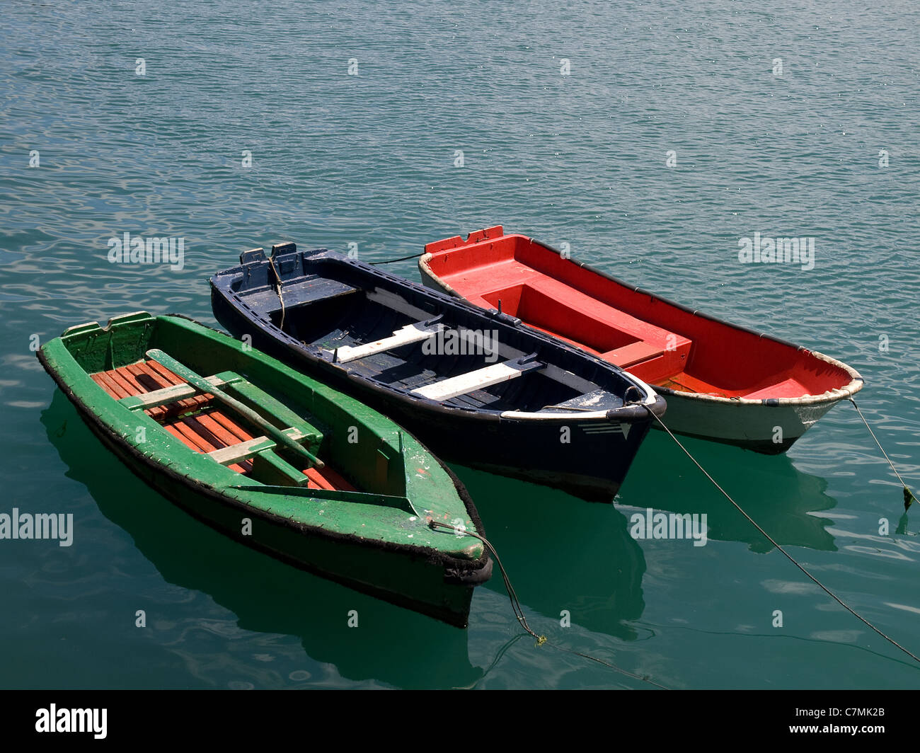 Horizontale Porträt von drei Boote im Meer Stockfoto