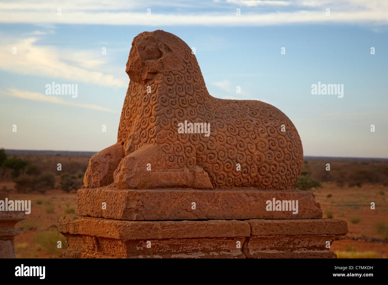 Nahaufnahme einer Ram-Statue im Tempel des Amun, Naqa, Nord-Sudan, Afrika Stockfoto