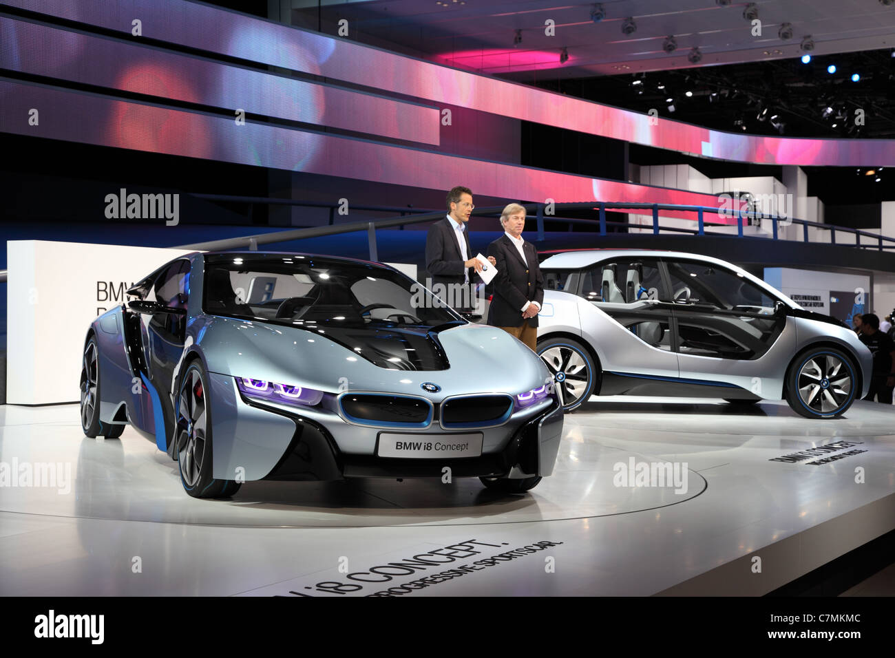 BMW Elektro Konzept Autos i8 und i3 auf der 64. IAA (Internationale Automobil-Ausstellung) Stockfoto