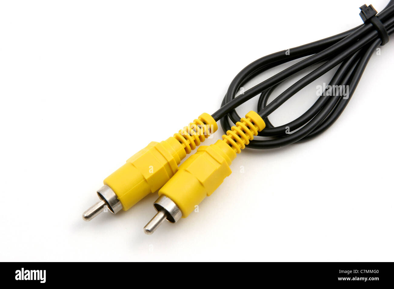 Video-Kabel für HiFi-Entertainment-Systeme, horizontale Ansicht. Stockfoto