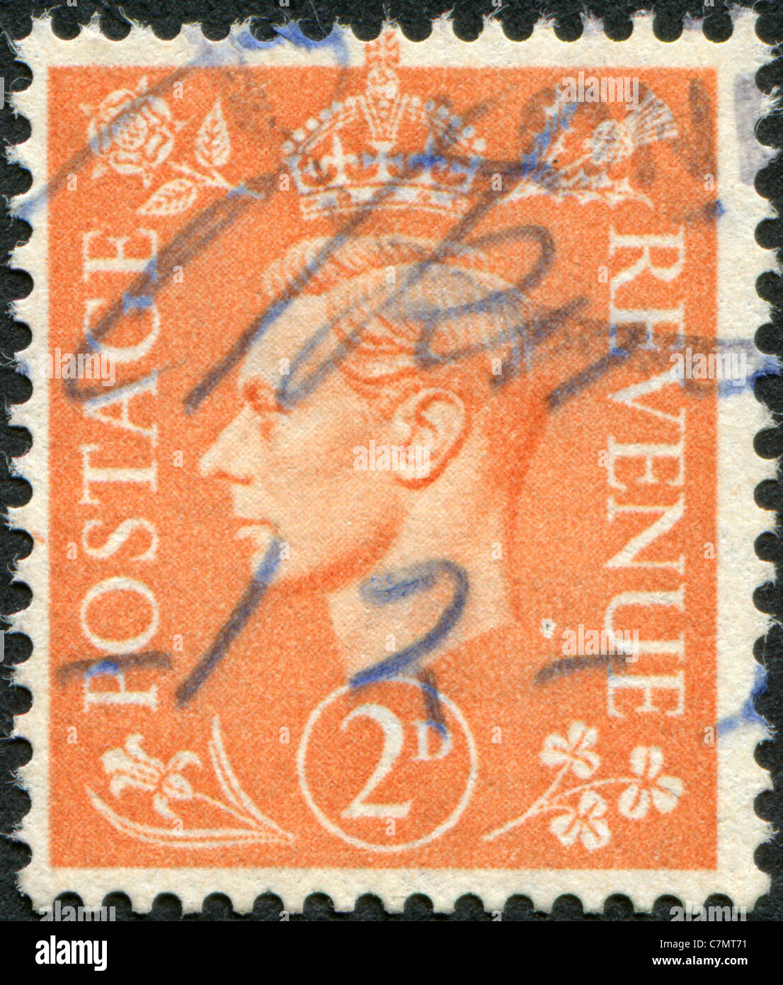 Vereinigtes Königreich - 1941: Eine Briefmarke gedruckt in England, zeigt George VI des Vereinigten Königreichs Stockfoto