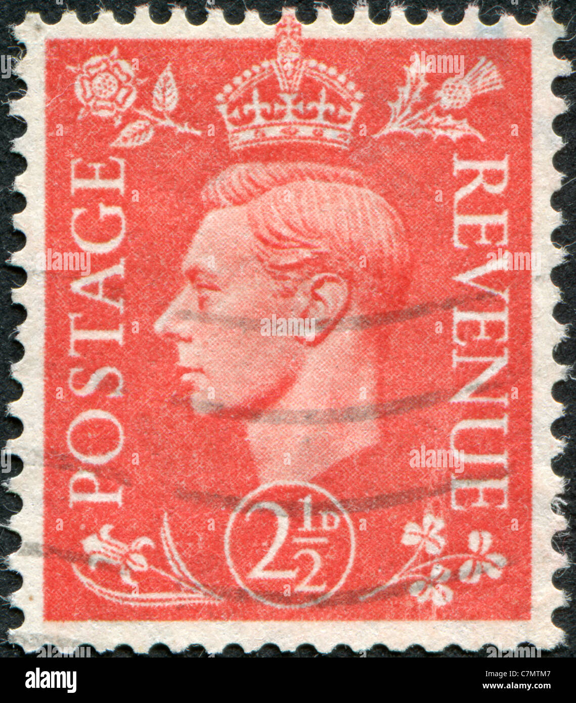 Vereinigtes Königreich - 1951: Eine Briefmarke gedruckt in England, zeigt George VI des Vereinigten Königreichs Stockfoto