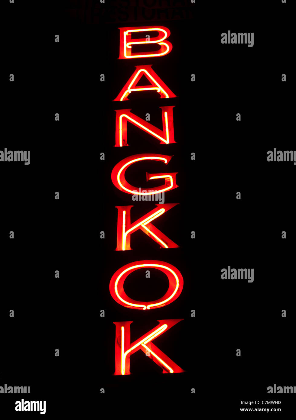 Rot-Bangkok Zeichen Stockfoto