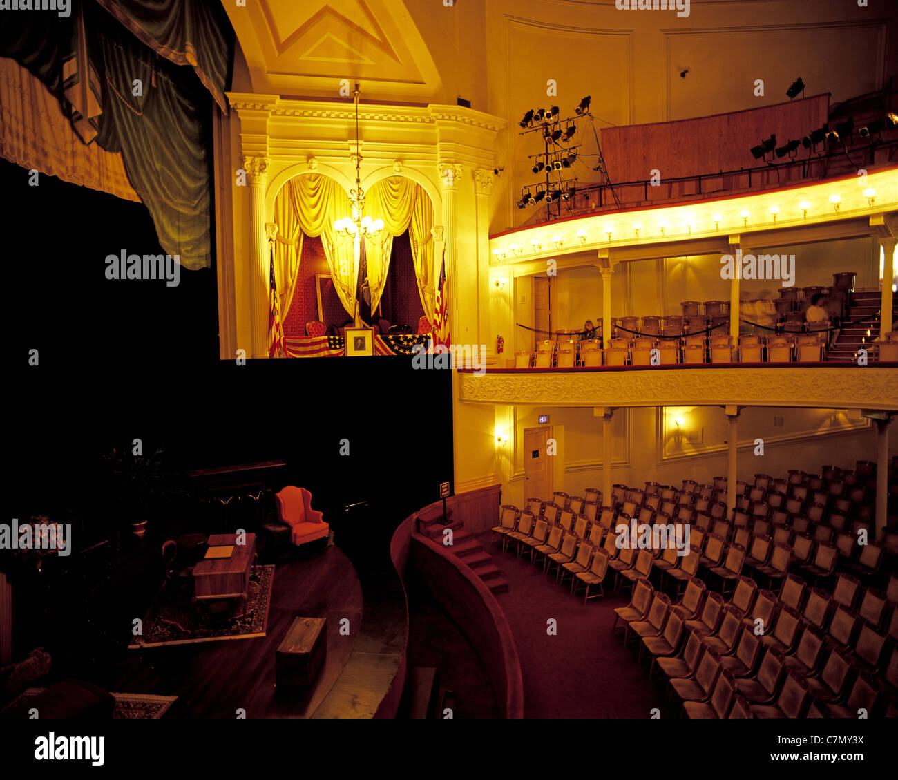 Innenraum des Ford Theater, Ort der Ermordung von Abraham Lincoln, Washington D.C., USA Stockfoto