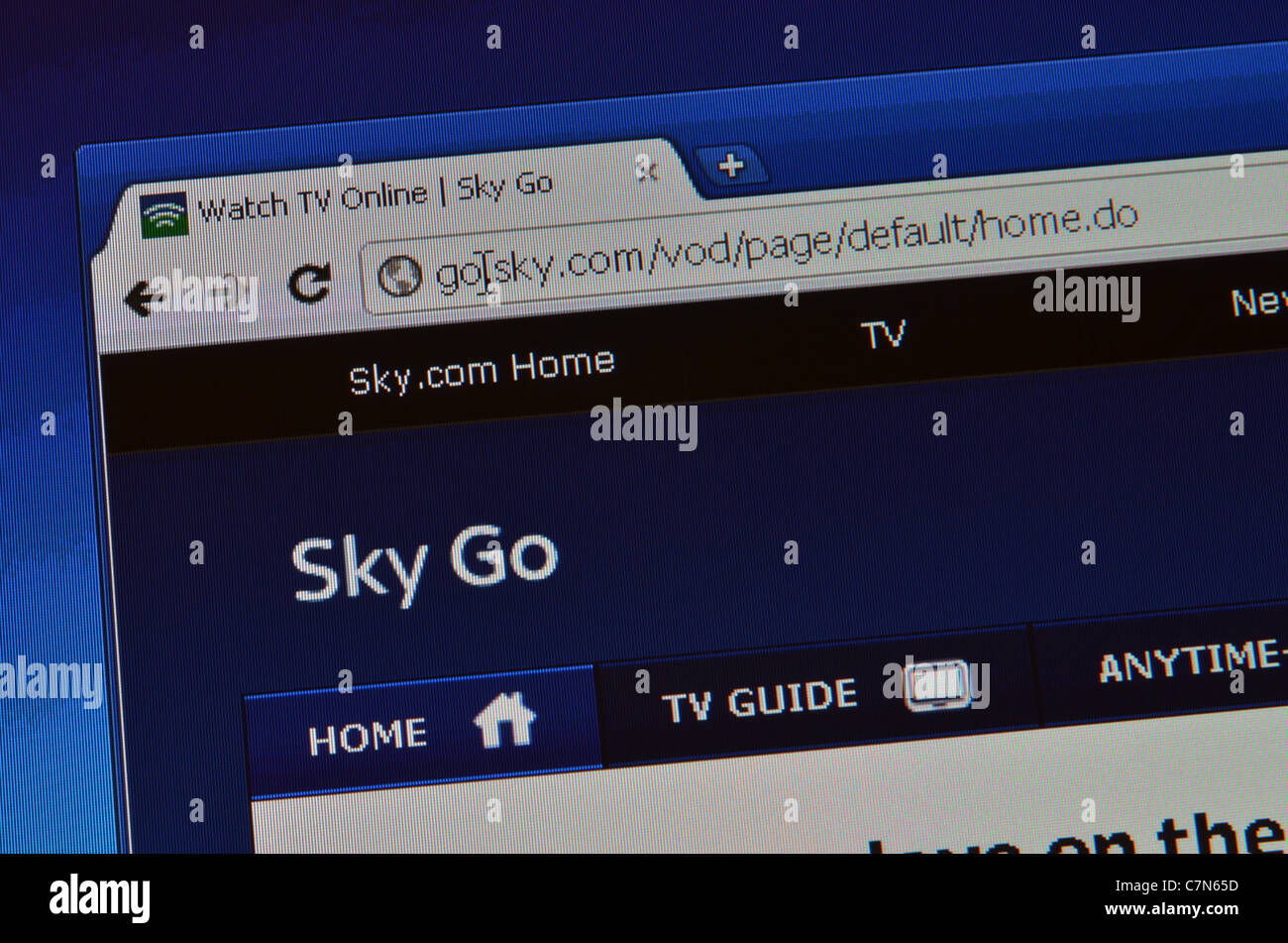 Sky Go Website screenshot Stockfoto