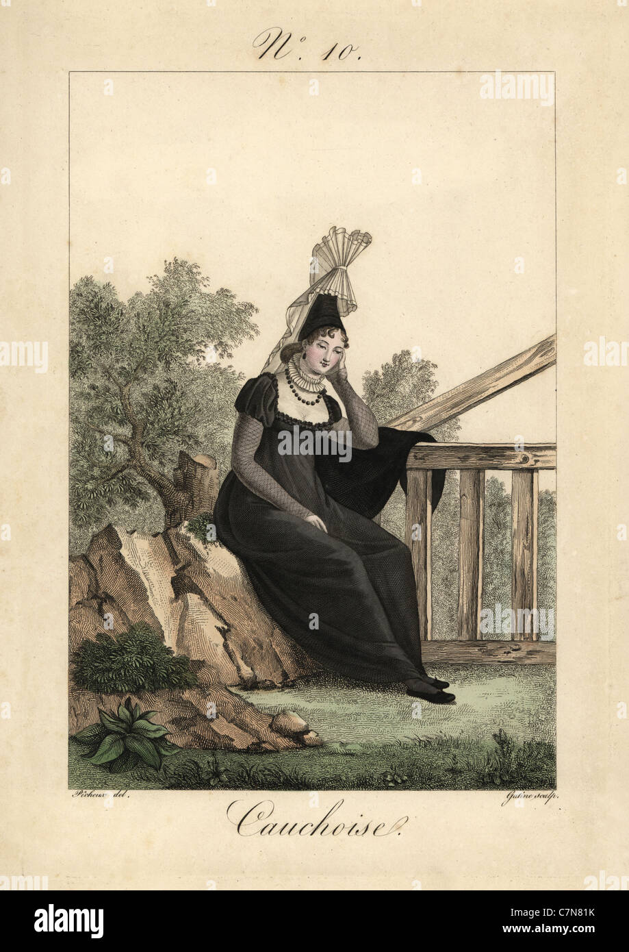 Frau aus Yvetot in Trauer tragen. Stockfoto