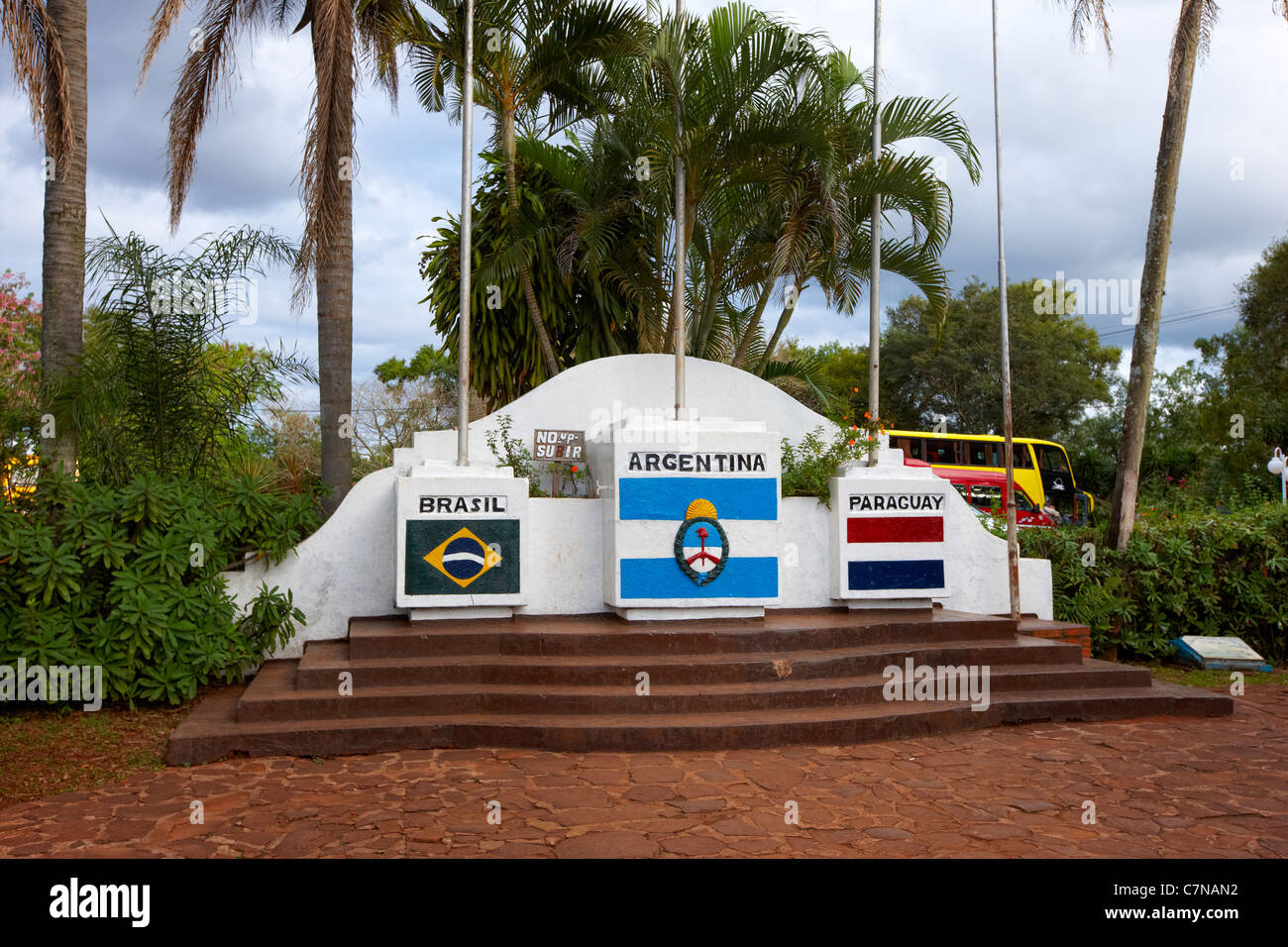 Hito Tres Fronteras (Triple Frontier), Brasilien, Argentinien und Paraguay, Südamerika Stockfoto