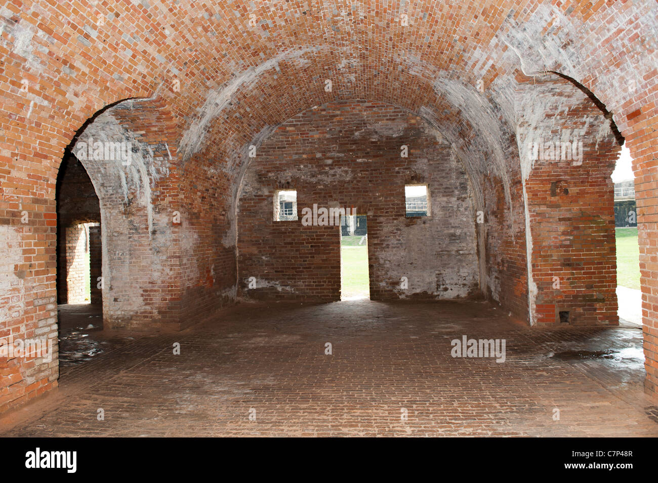 Innere Mauer am historischen Fort Morgan Alabama ein drittes System Verteidigung Küstenwall baute nach dem Krieg von 1812 Stockfoto