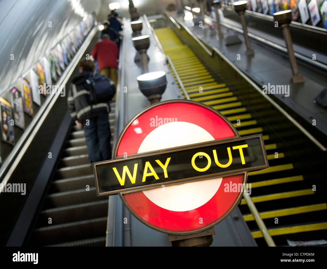 Way Out Schild an einer u-Bahnstation in London Stockfoto