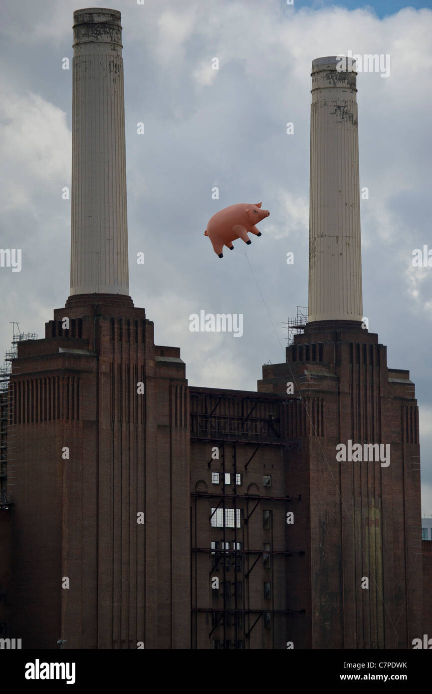 Ein aufblasbares Schwein fliegt erneut über Battersea Power Station als  Hommage an das berühmte Album-Cover von Pink Floyd von Tieren  Stockfotografie - Alamy